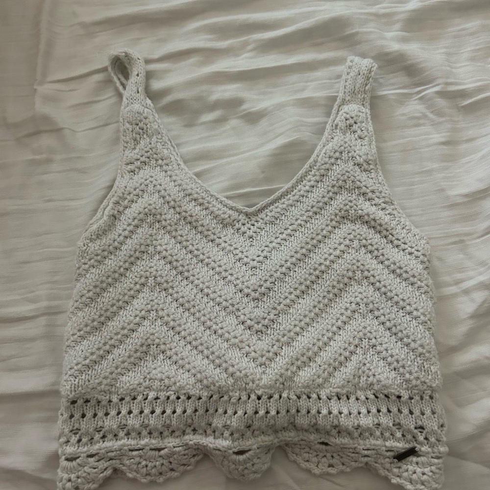 Hollister White beachy crochet top size small